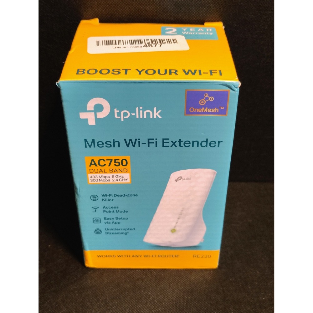 TP Link AC750 Mesh Wi Fi Extender RE220 Dual Band Boost Your Network